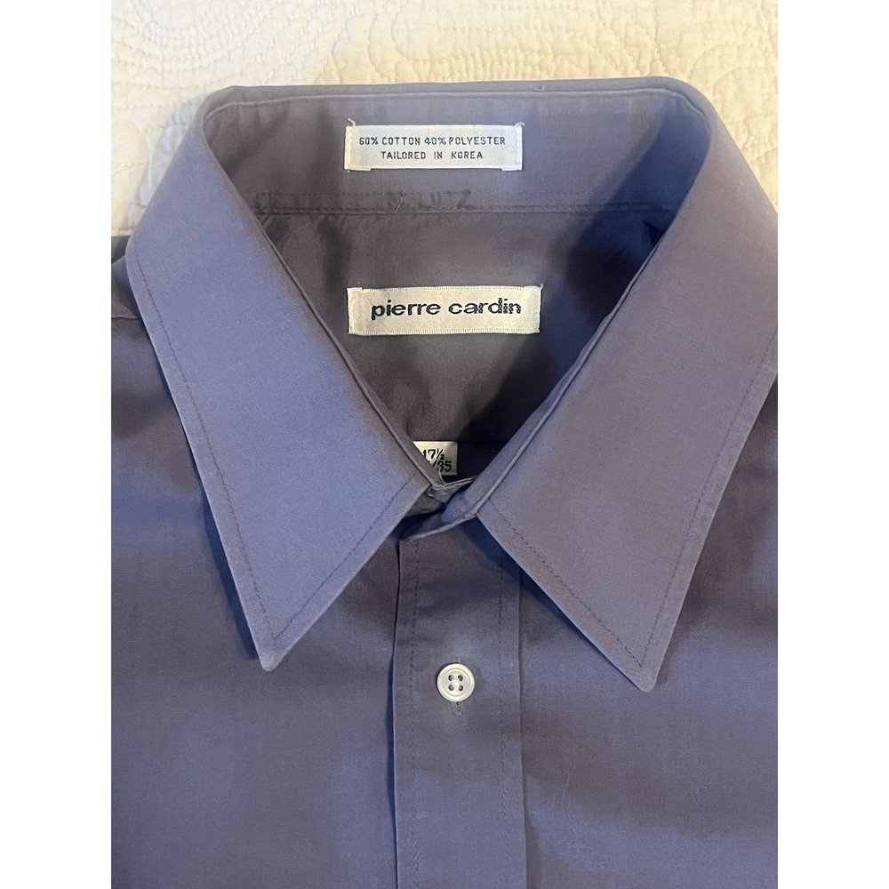 Pierre Cardin Dress‎ Shirt 17 1/2 34/35 Gray Grey Button Down Collared